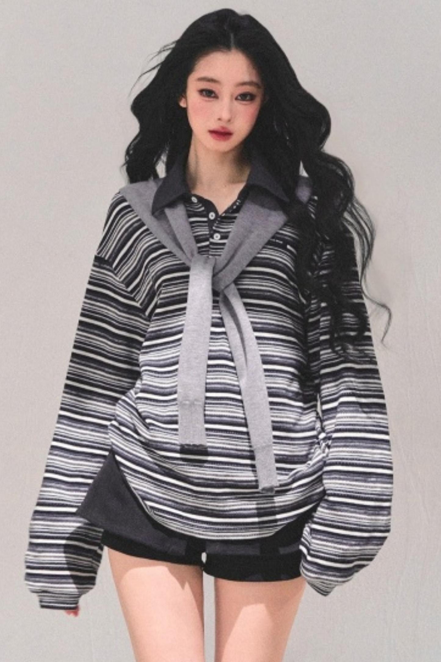 American Polo Neck Striped Top