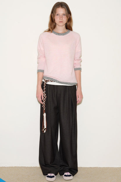 Pleated Straight-Leg Suit Pants