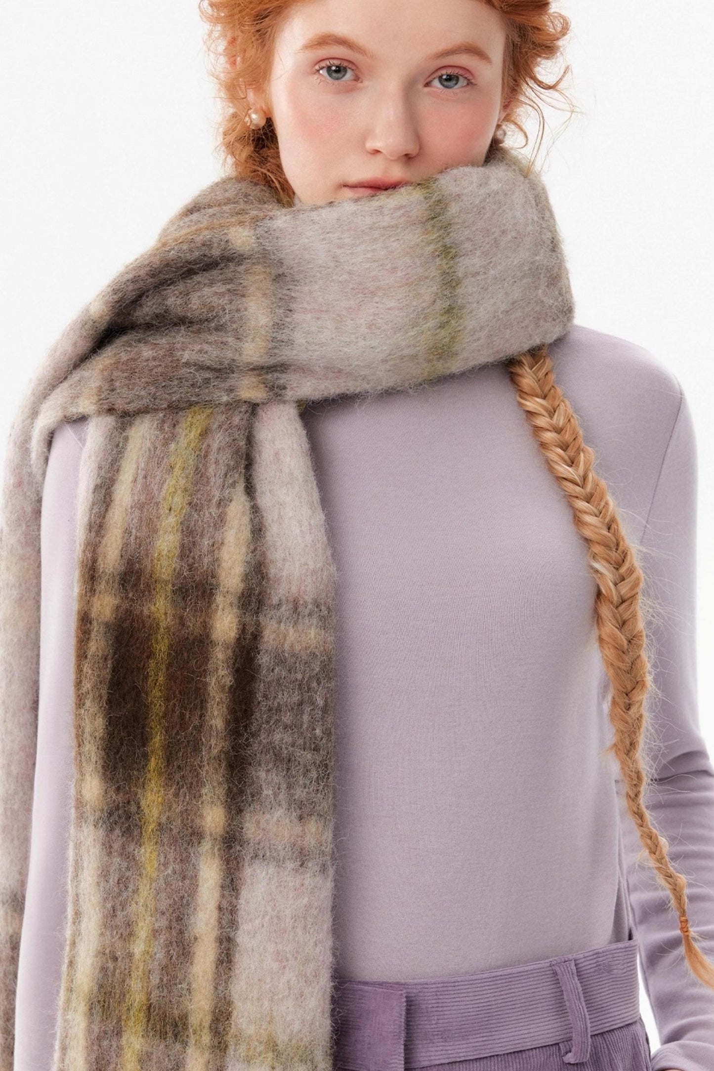 Wool Blend Plaid Scarf