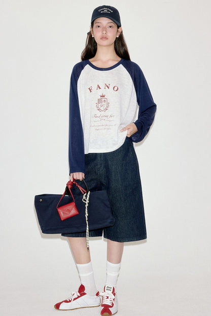 Niche Badge Raglan Sleeve Printed T-Shirt