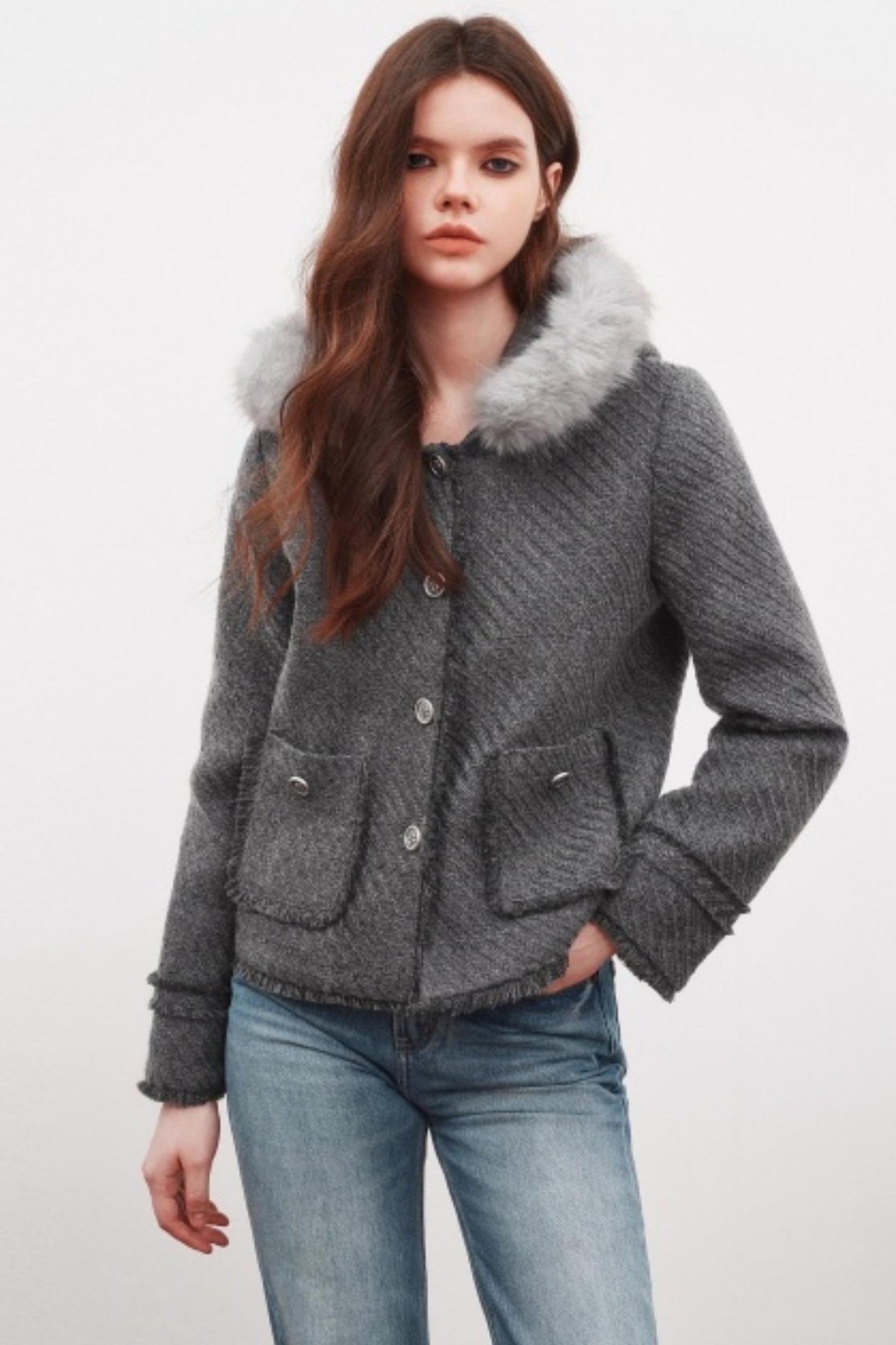 Winter Metal Buckle Wool Jacket