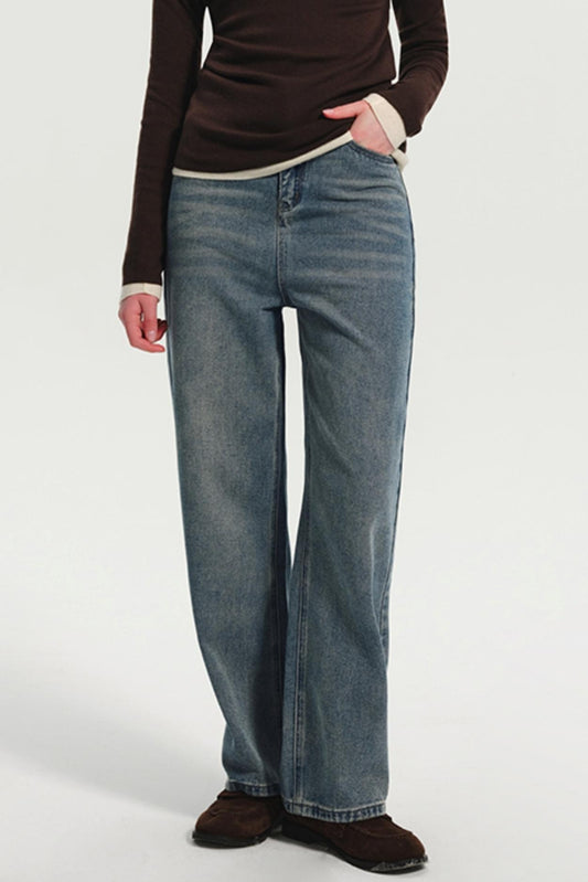 Vintage Loose Straight-Leg Blue Jeans