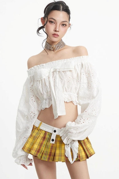 Vintage Puff One-Shoulder Long Sleeve Top