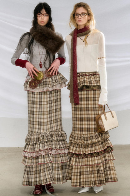 [Spot] OfAkiva's "Mix and Match Willingness" two-wear, adjustable length and short fishtail skirt, checked umbrella hem cake dress