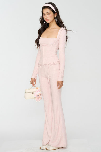 Devil Horn Sweatshirt Bootcut Pants Set-Up