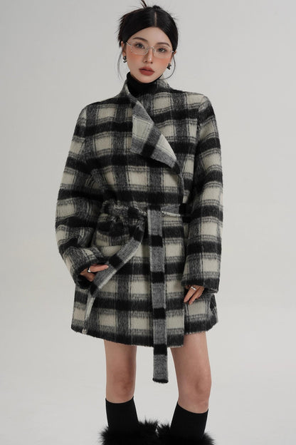 Elegant Plaid Wool Coat