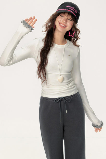 Simple Slimming Long-Sleeved T-Shirt