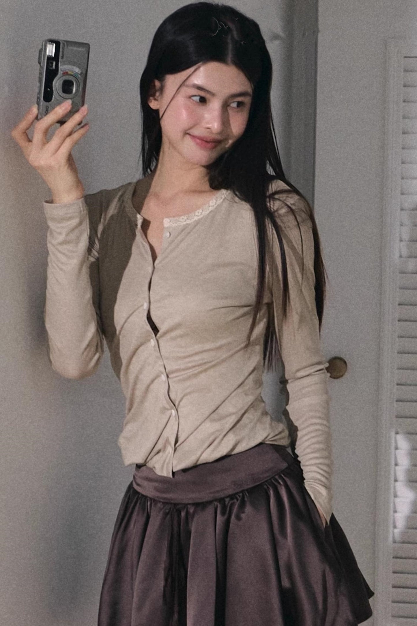 Honest Pleats Reversible Knitted Cardigan Top