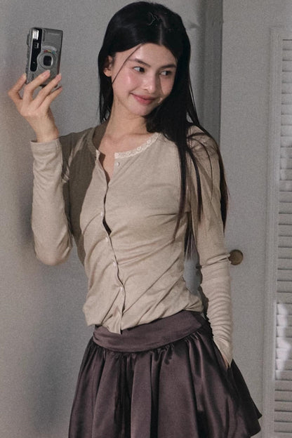 Honest Pleats Reversible Knitted Cardigan Top