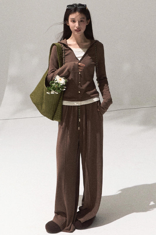 Tears Knit Top & Wide-Leg Pants Set-Up