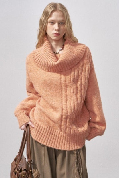 Cable-Knit Wool Off-Shoulder Sweater
