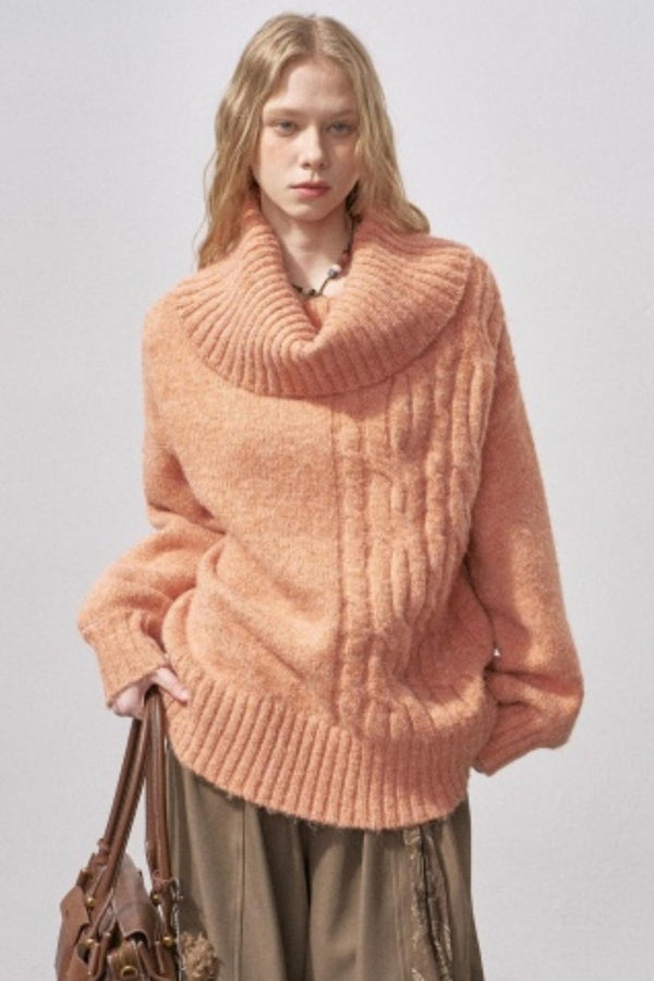 Cable-Knit Wool Off-Shoulder Sweater