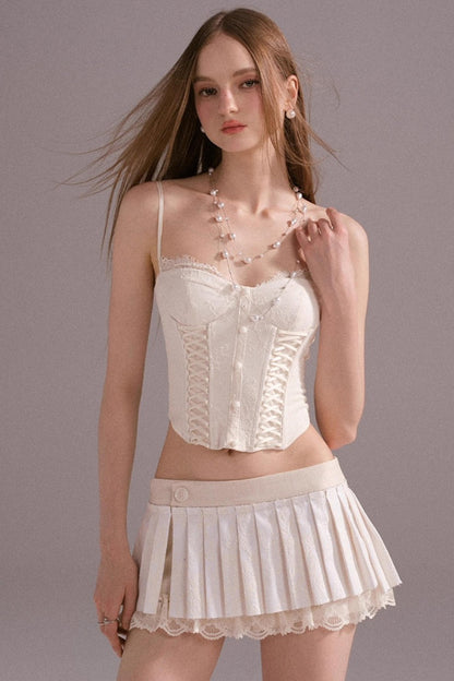 Hot Luxury Cropped Corset Two-Piece Lace Set-Up