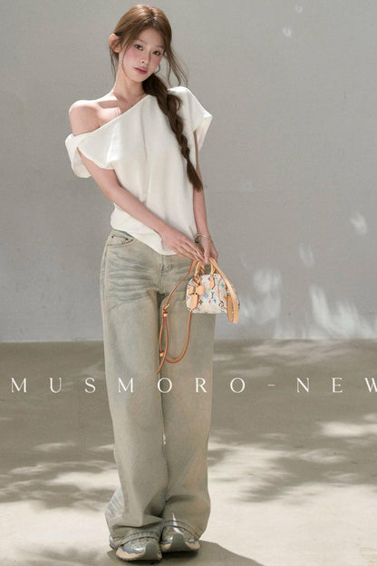 Vintage Washed Wide-Leg Jeans