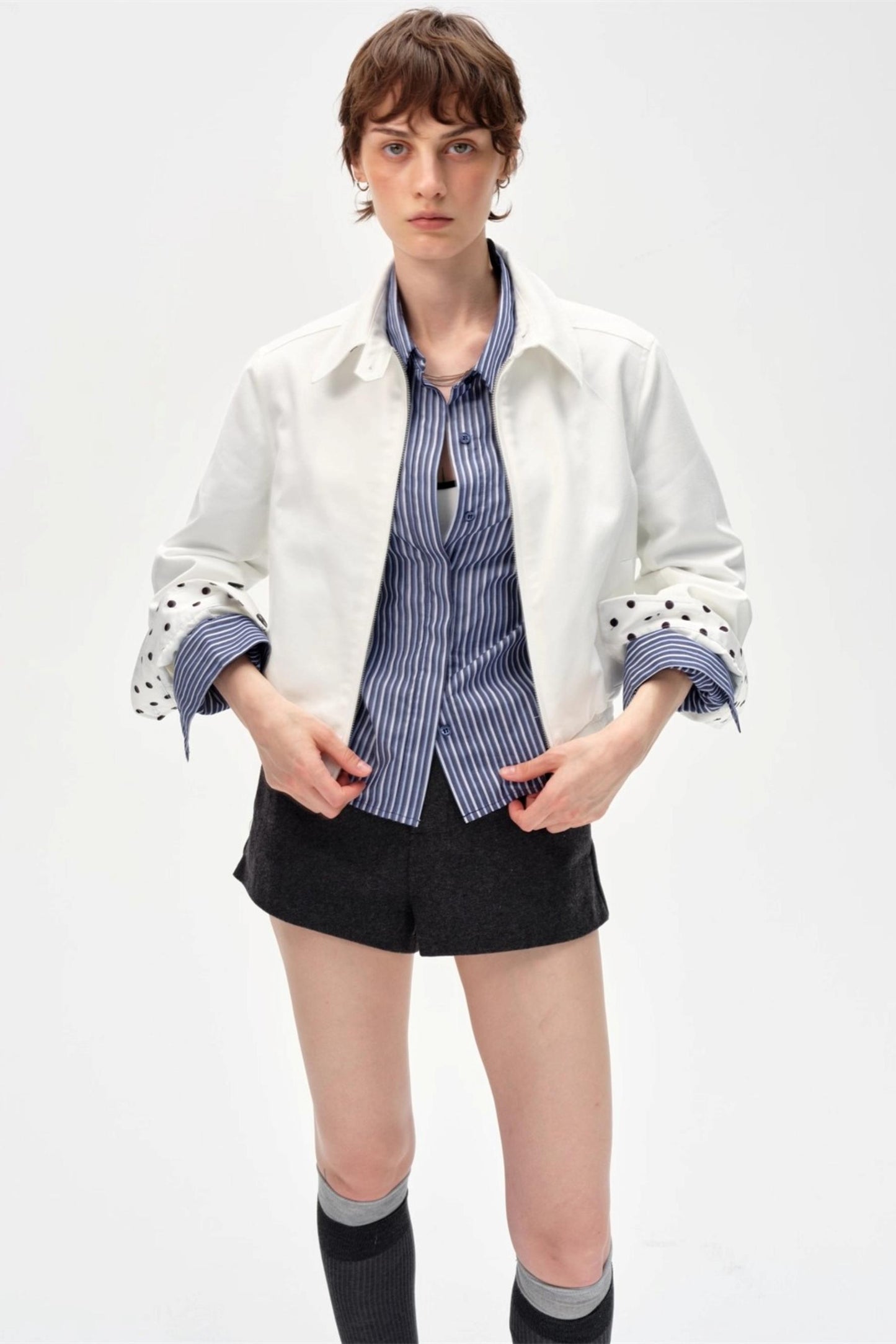 Vintage Contrast Polka Dot Jacket