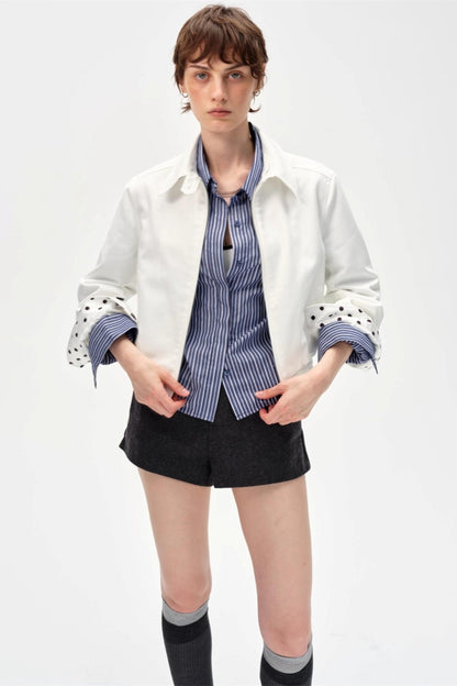 Vintage Contrast Polka Dot Jacket