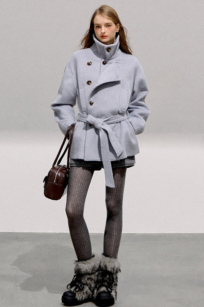 Mint Double-Breasted Wool Coat