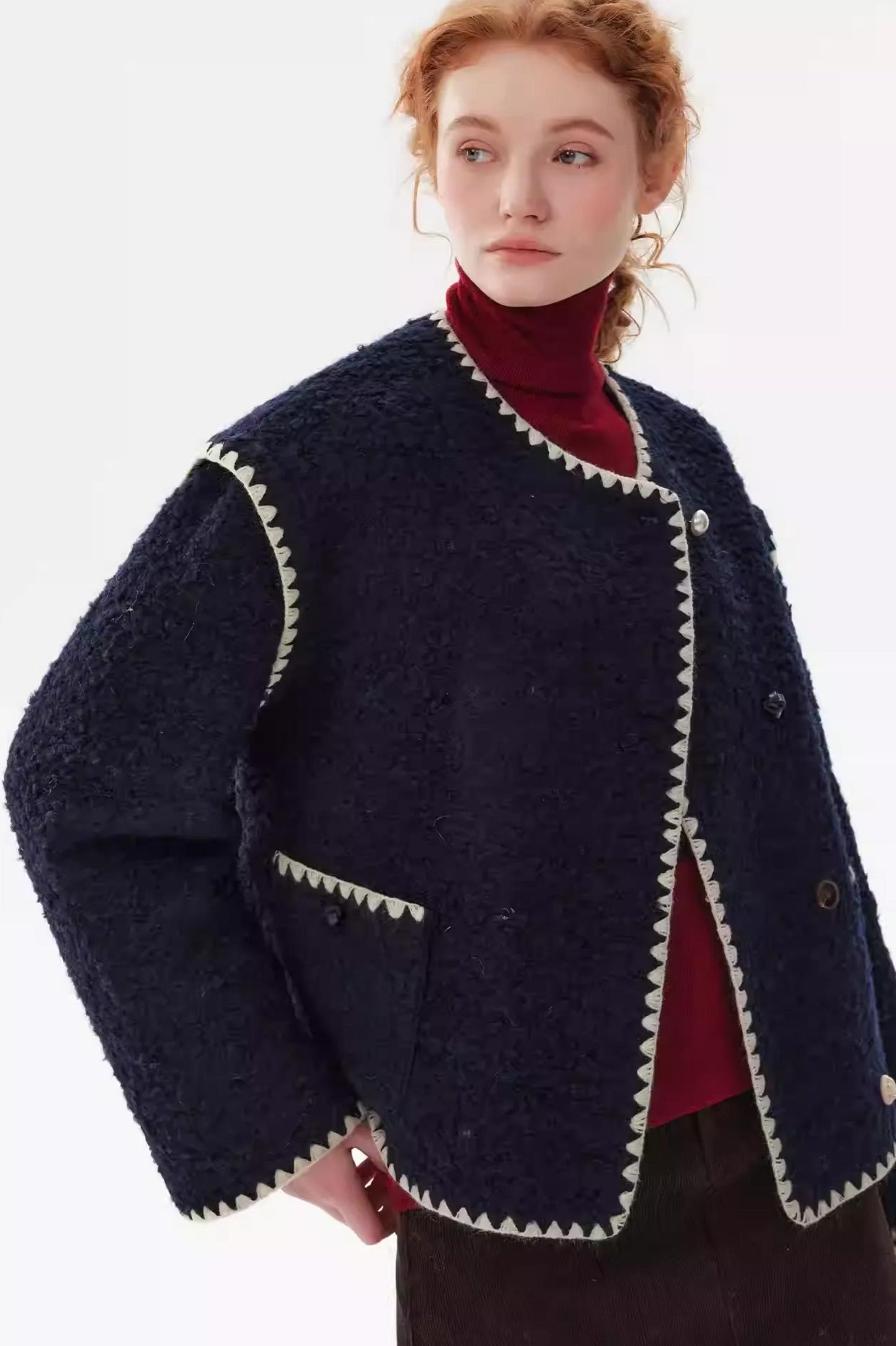 French Wool Tweed Down Jacket