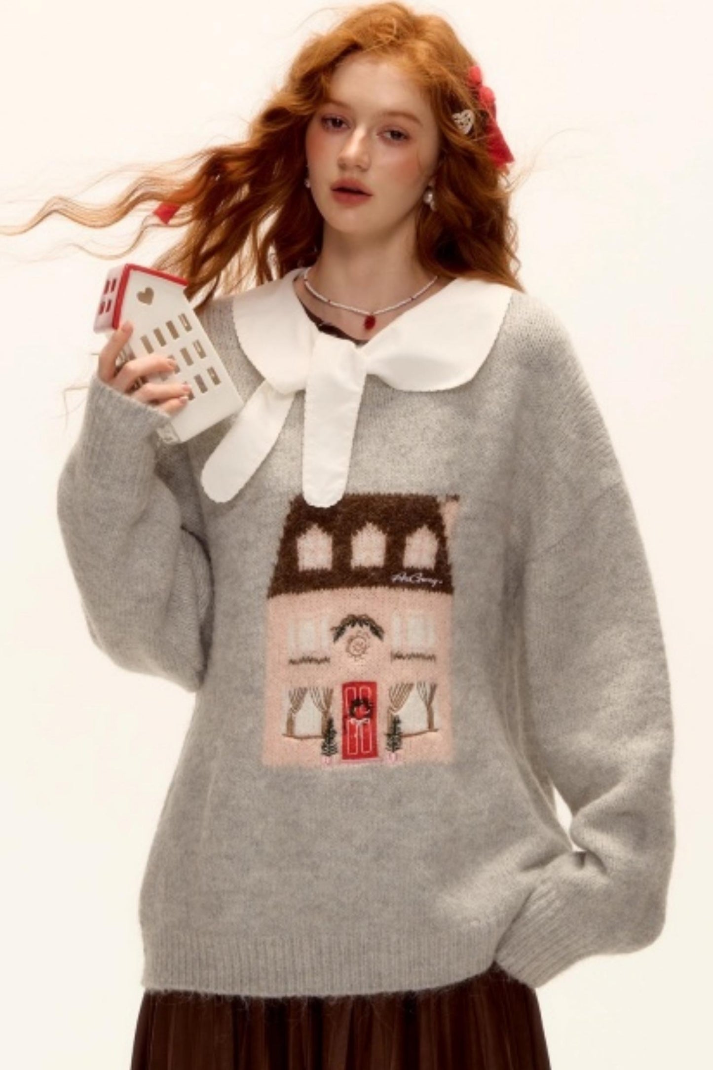 Jacquard Embroidered Wool Sweater