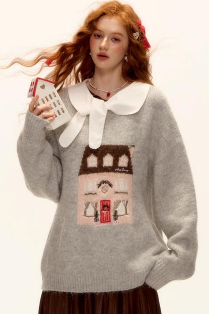Jacquard Embroidered Wool Sweater