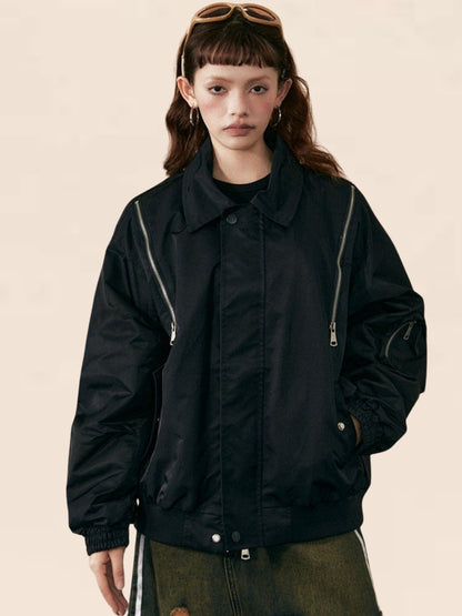 Small Pockets On The Sleeves Thick Loose Jacket
