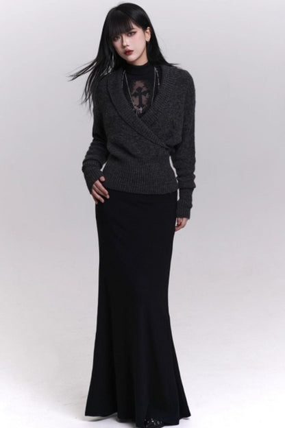 Autumn Black Knit Sweater