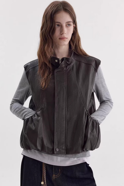 Retro Floral Leather Vest