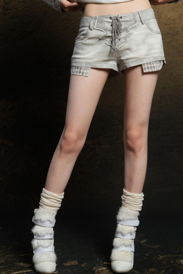 Contrast Knit Low Waist Pants