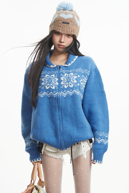 Snowflake Knitted Baggy Sweater