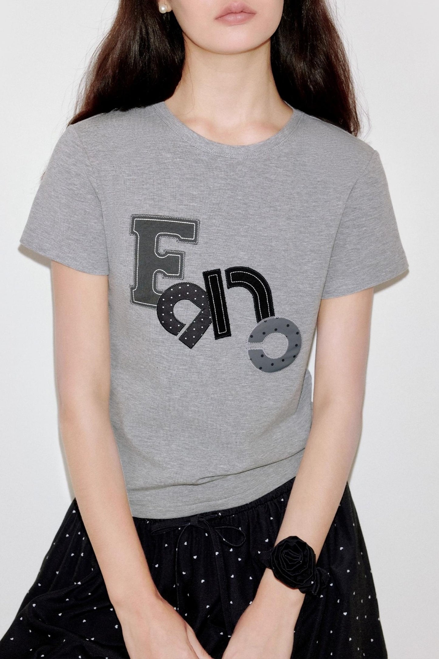 Niche Polka Dot Shoulder T-Shirt