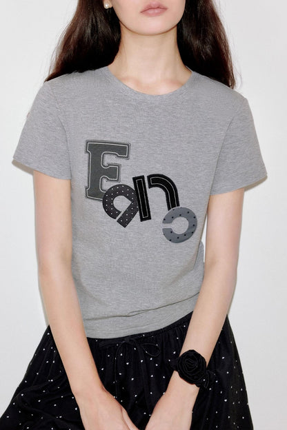 Niche Polka Dot Shoulder T-Shirt