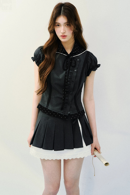 Striped Patchwork Blouse Set-Up