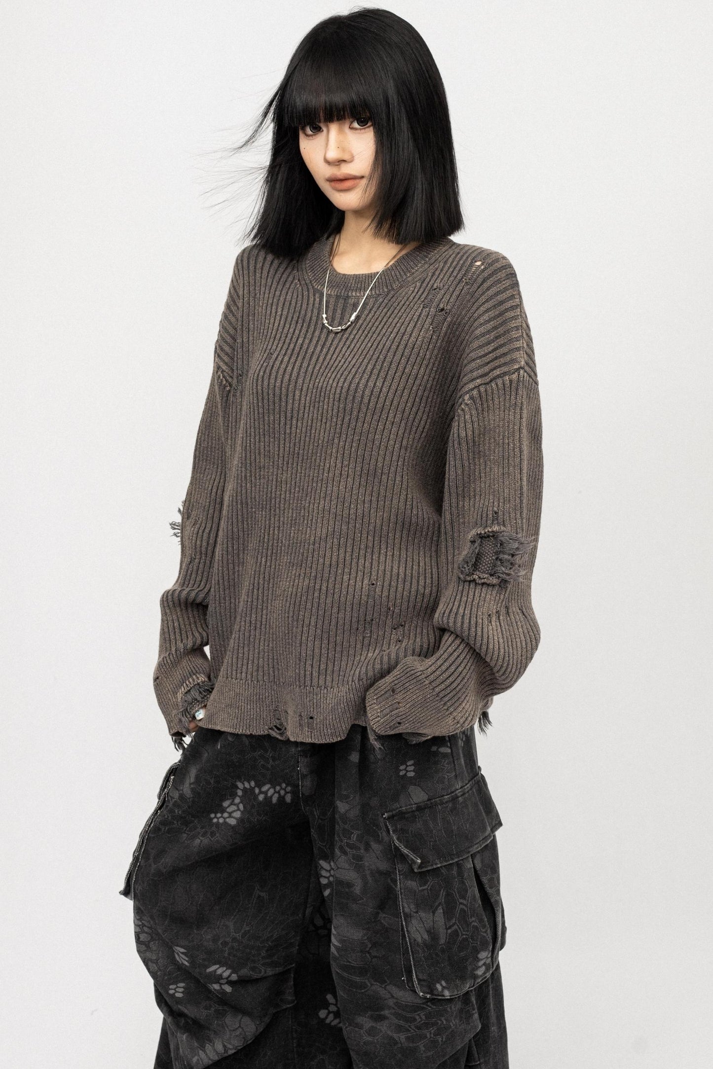 Vintage Distressed Black Sweater