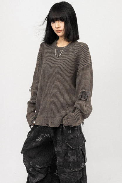 Vintage Distressed Black Sweater
