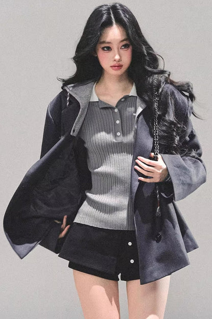 Minimalist Hooded Blazer