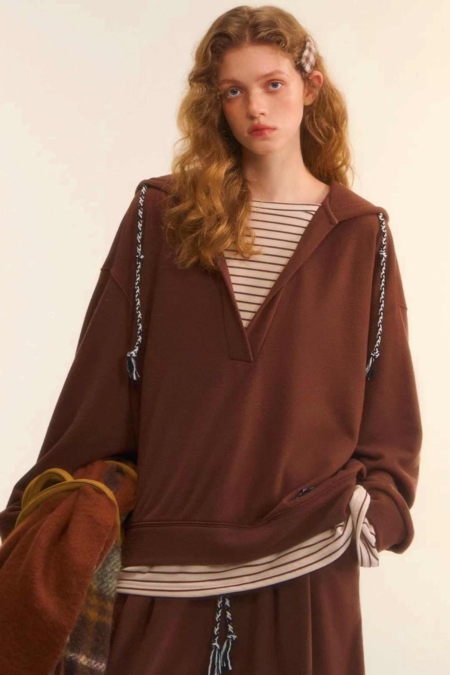 Retro Striped Patchwork Sweatshirt Set-Up