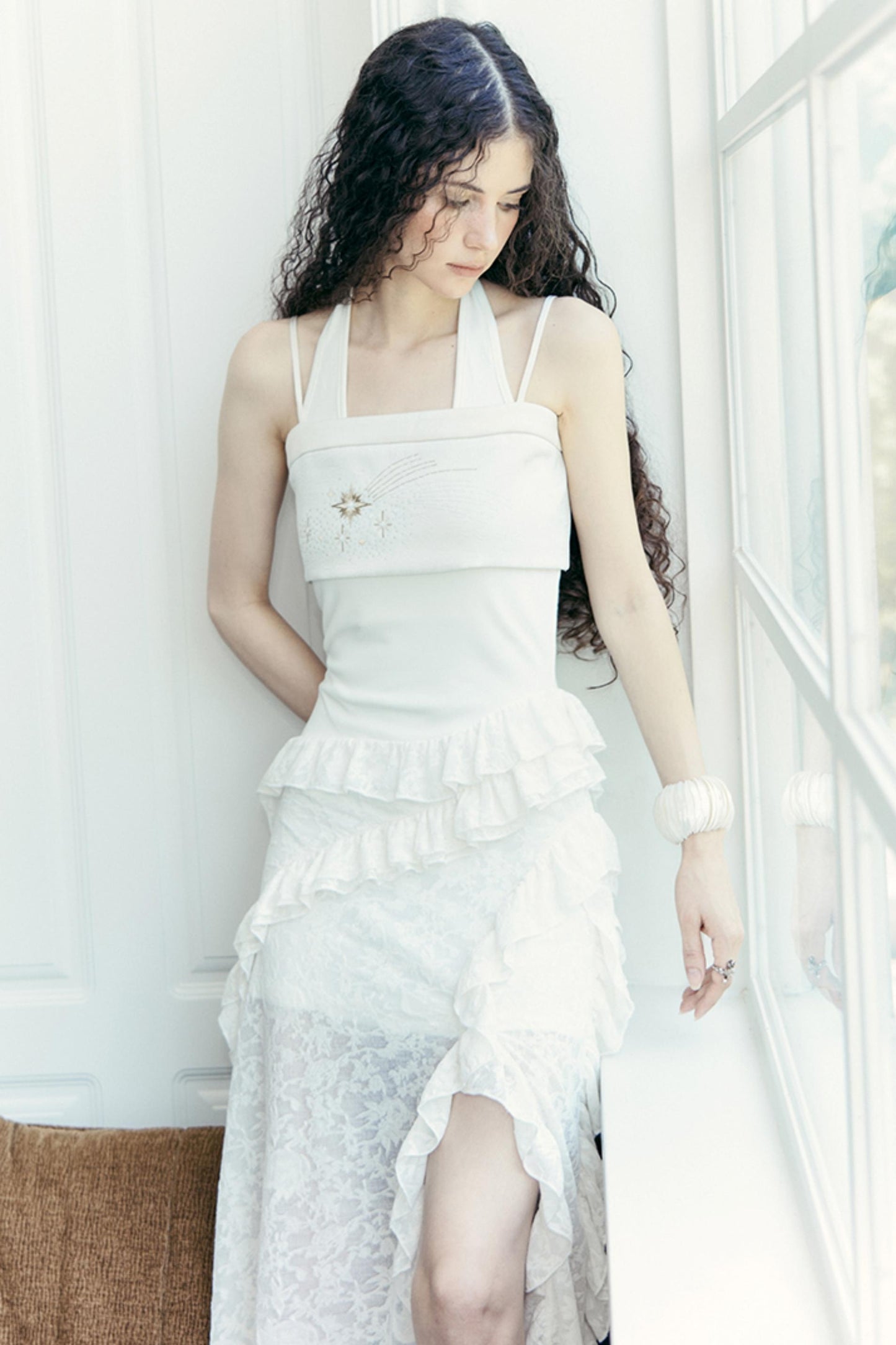 Lace Collar Knit Camisole Set