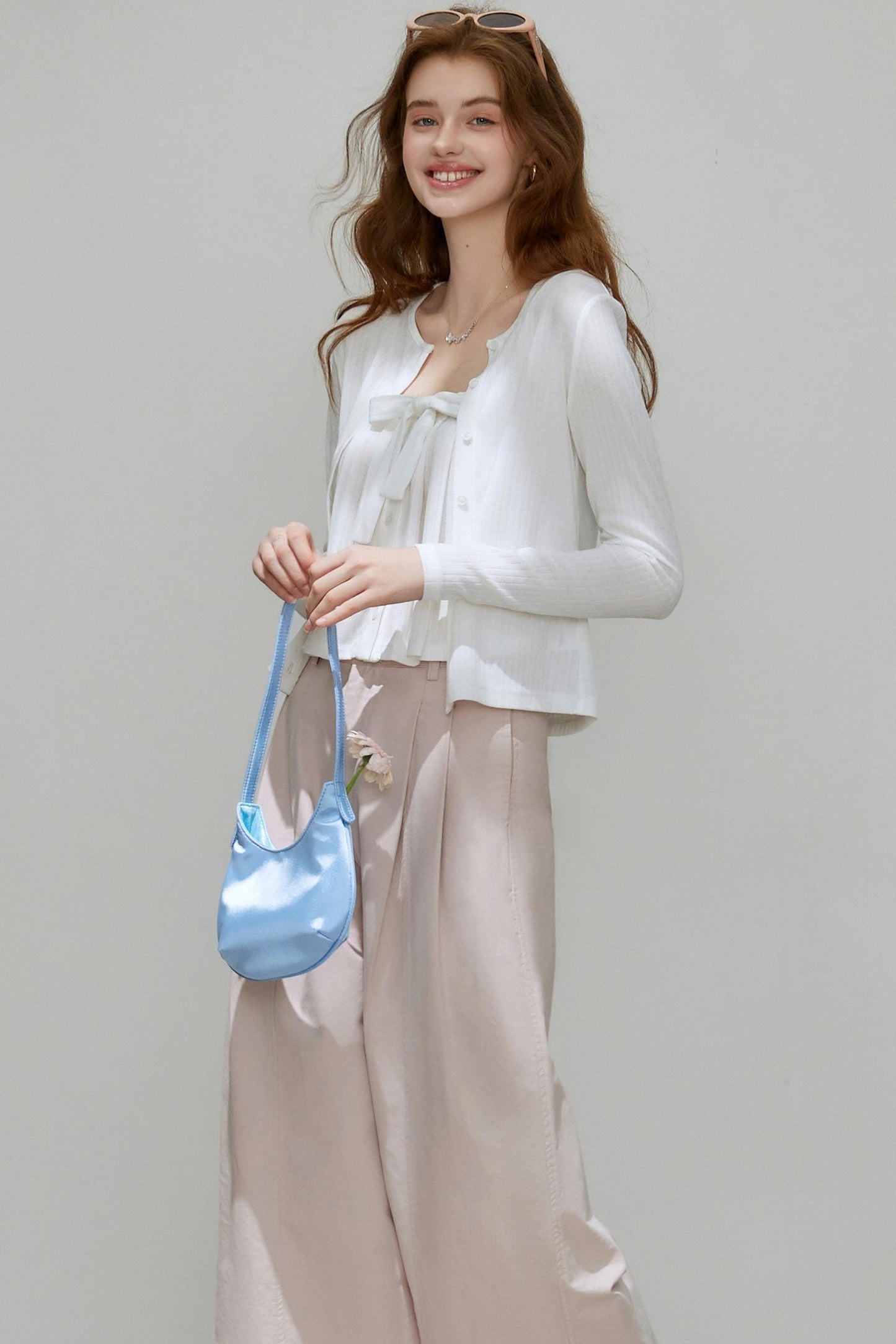 Cropped Cardigan Camisole Knit Set-Up