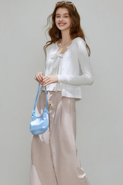 Cropped Cardigan Camisole Knit Set-Up