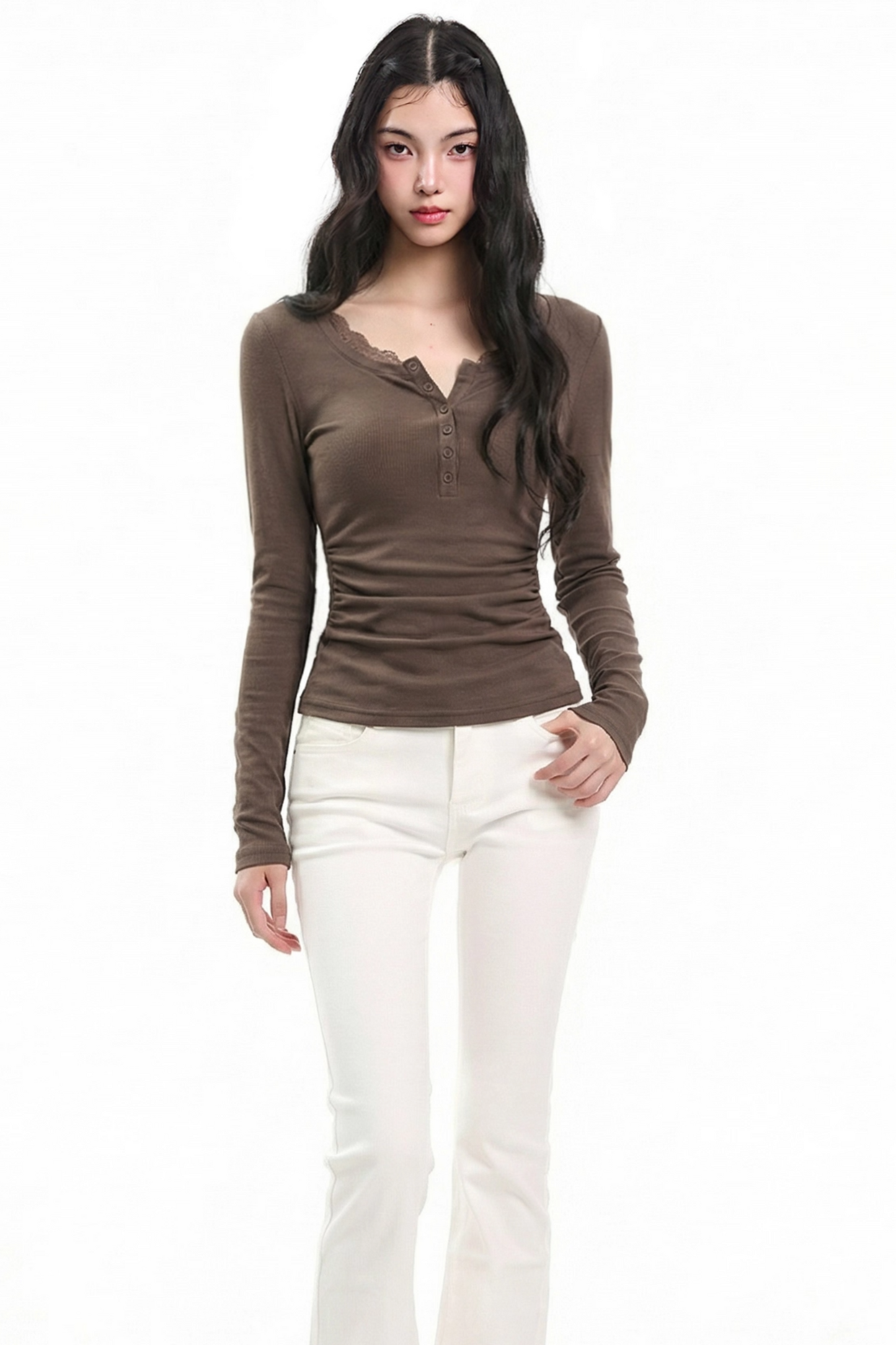 Lace Splicing Slim Top
