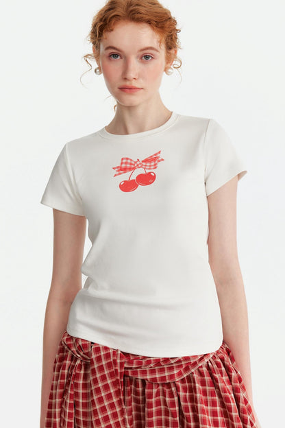 Pink Cherry Print Halter Skirt Set-Up