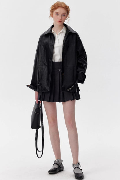 Vintage Black Oil Wax Leather Biker Jacket