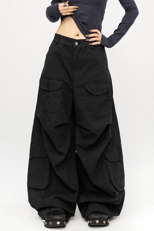레트로 블랙 카고 바지