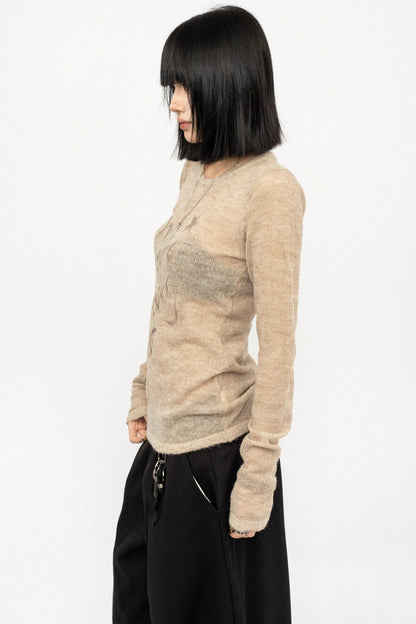 레트로 슬림핏 블라우스 탑