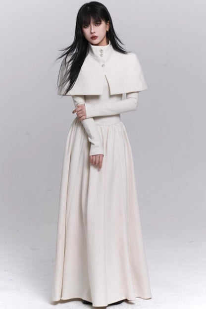 Off-White Cape Dress Set