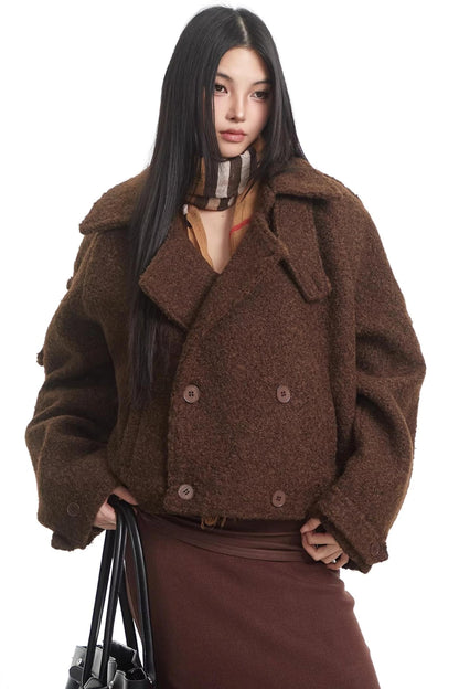 Retro Brown Woolen Coat