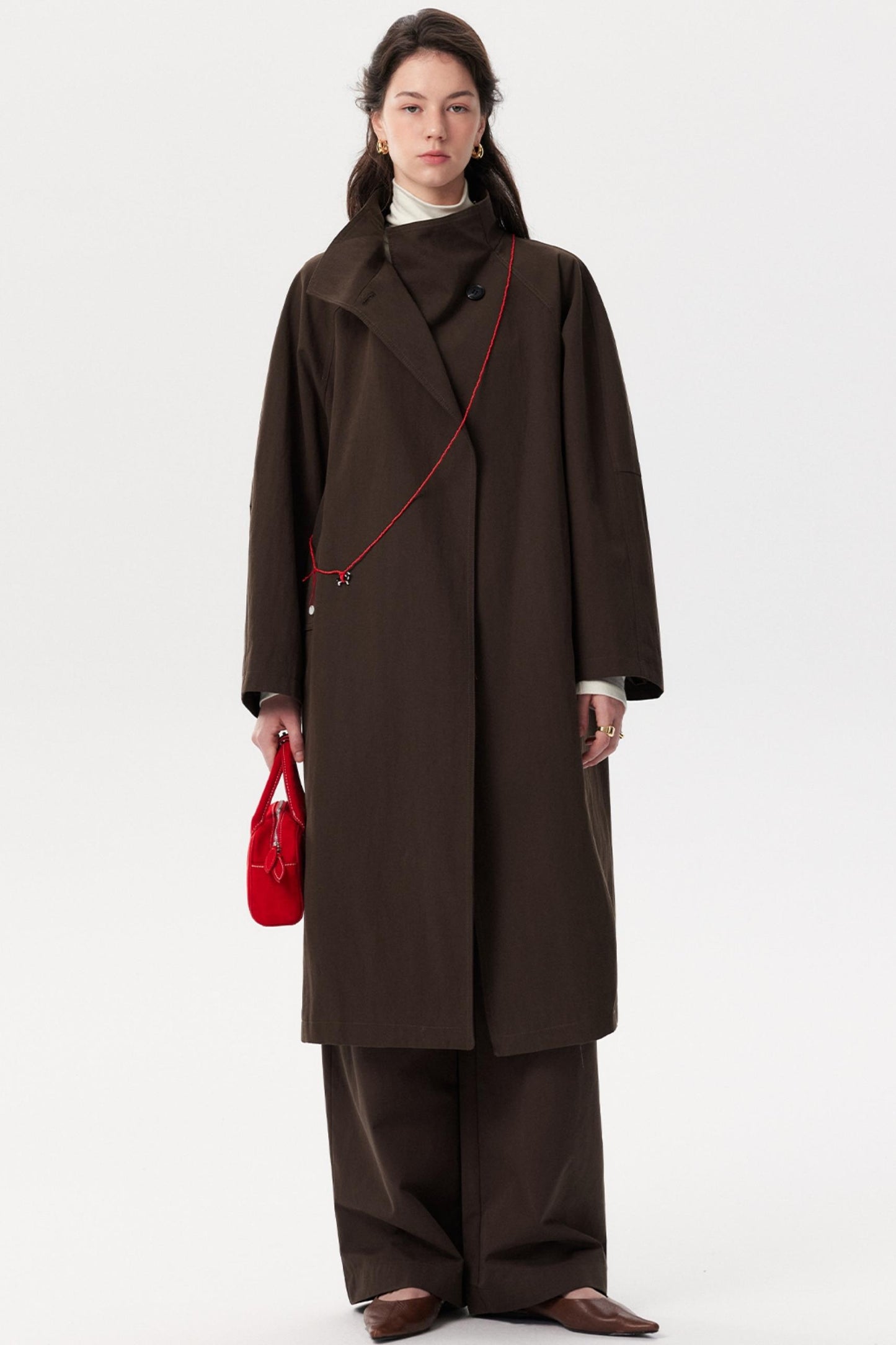 Paper-Textured Stand-Up Collar Coat