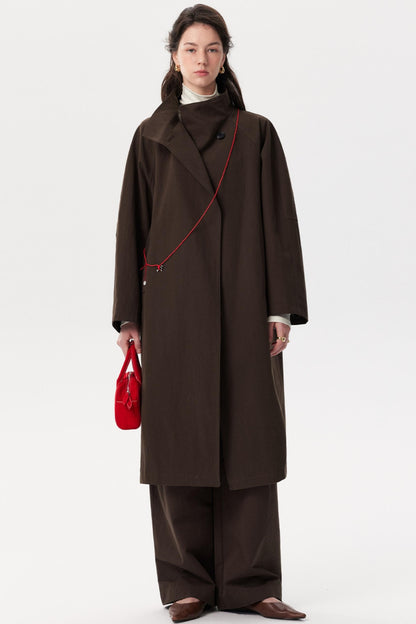 Paper-Textured Stand-Up Collar Coat