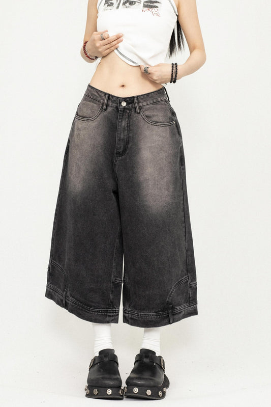 Wide-Leg Denim Pants