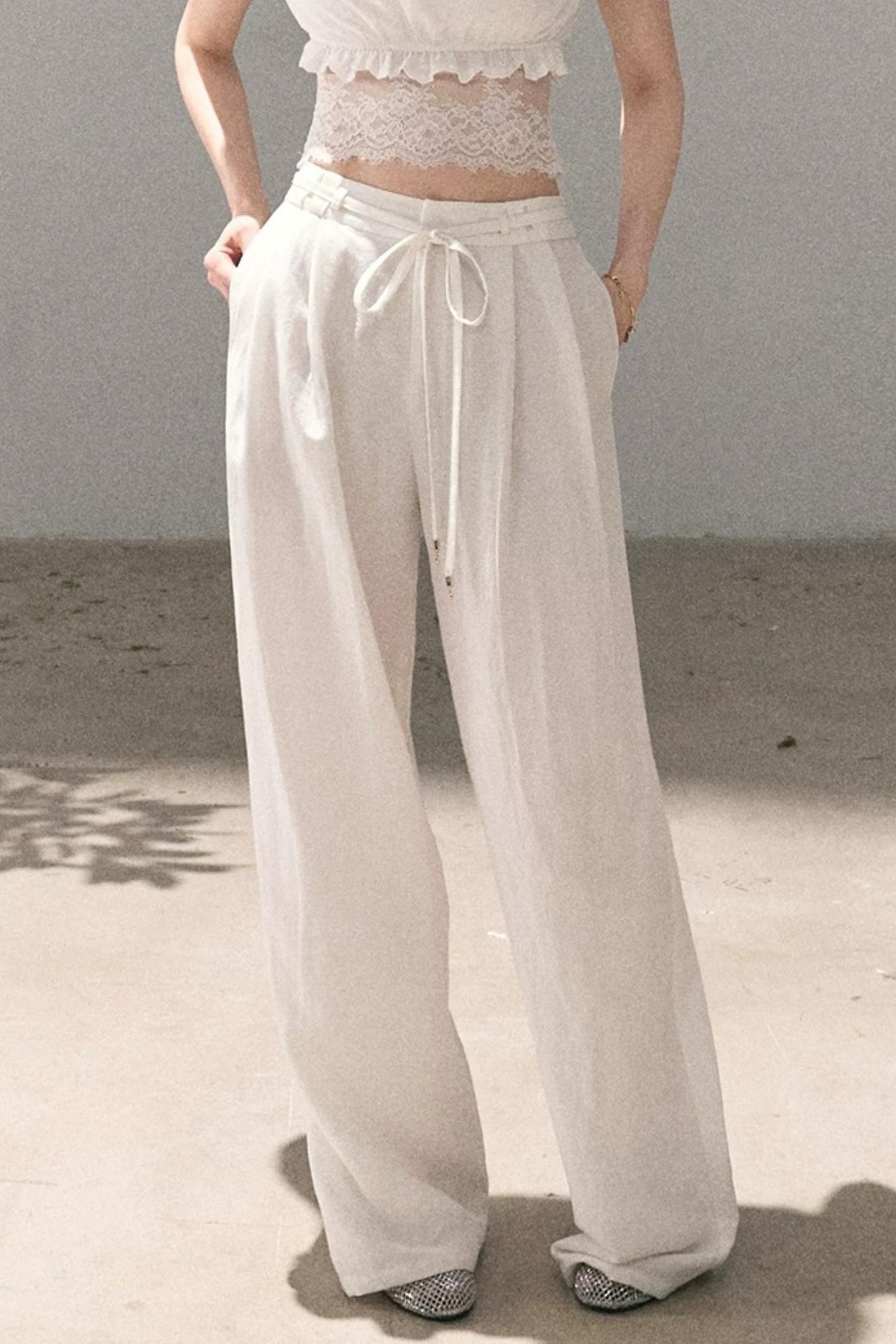 Lyocell Linen Wide-Leg Pants